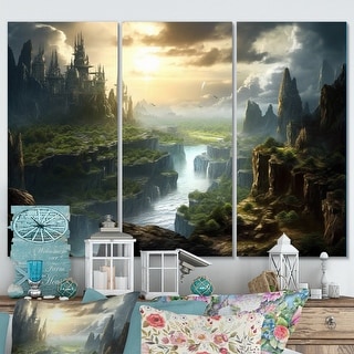Designart "Fairytale Castle II" Castles Canvas Wall Art Set - Bed Bath ...