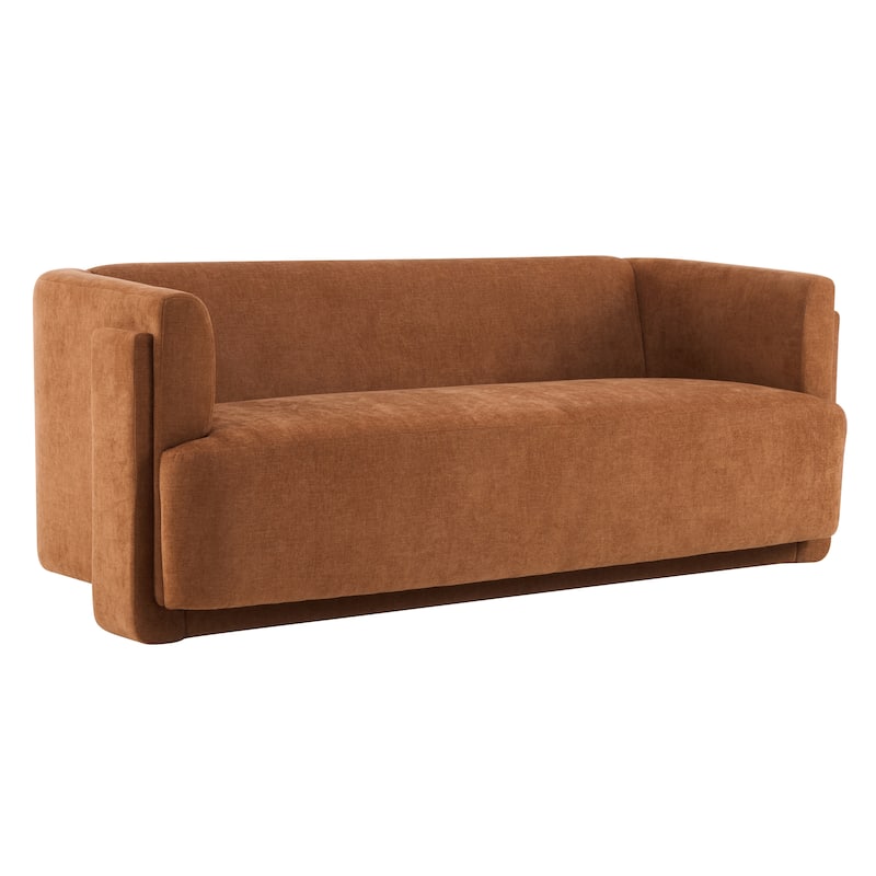 Christopher Knight Home - Modern Upholstered 77.56" 3-Seat Sofa with Geometric Block Arms