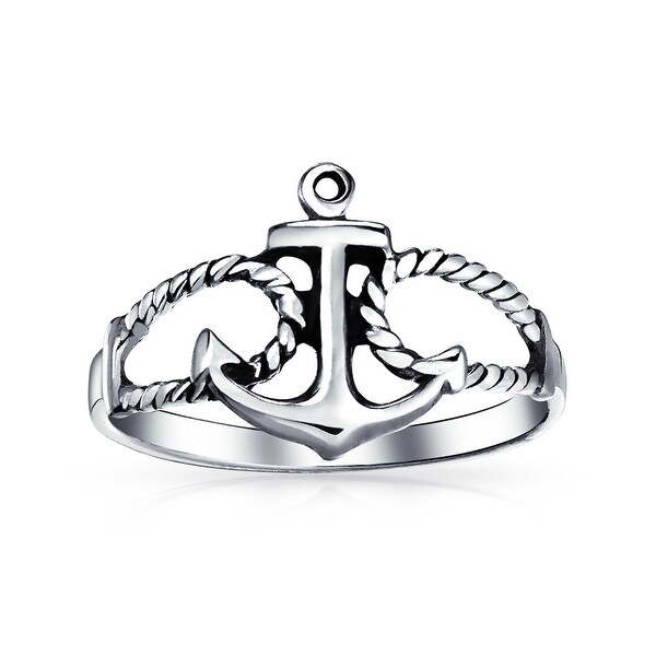 Sterling Silver High Polished ANCHOR Ring
