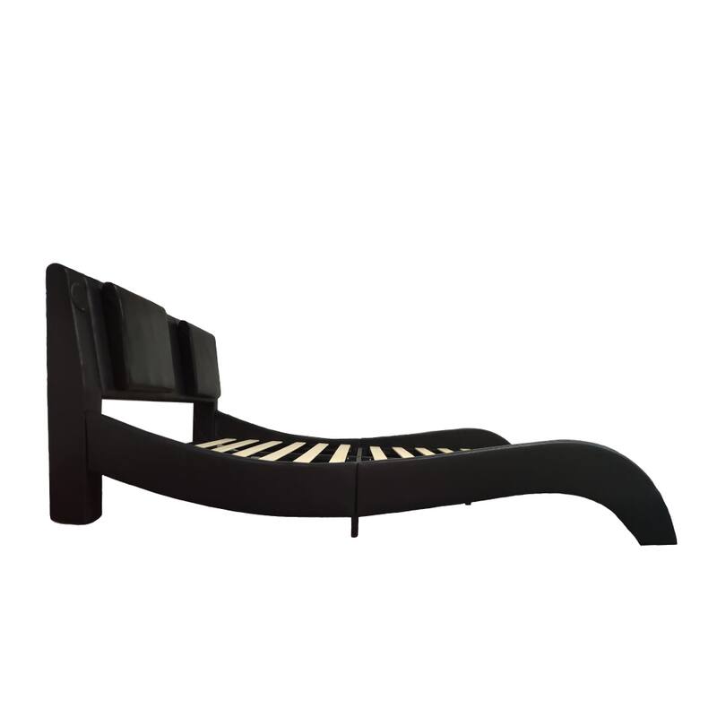 Queen Faux Leather Platform Bed Frame with Bluetooth Backrest Massage