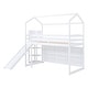 preview thumbnail 19 of 22, Twin Size Wood House Loft Bed with Slide, Storage Shelves, Light, and Climbing Ramp