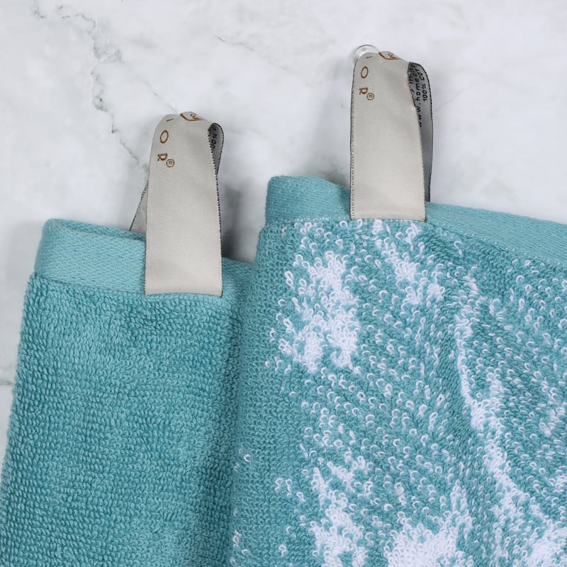 Superior Marble Solid Cotton Jacquard Border Bath Towels (Set of 4)