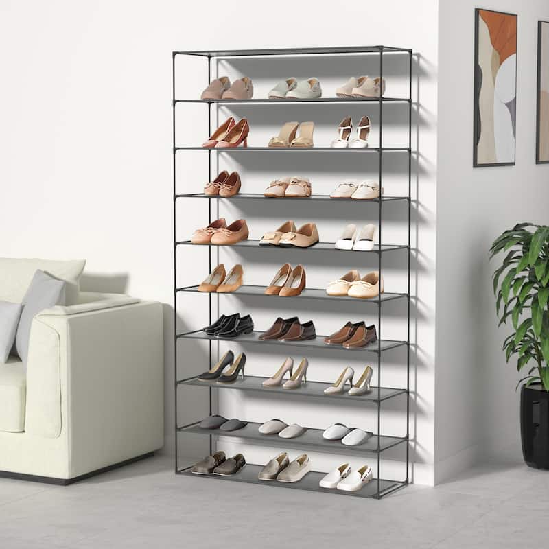 Modern Waterproof Shoe Rack Organizer Tower for Small Spaces Black