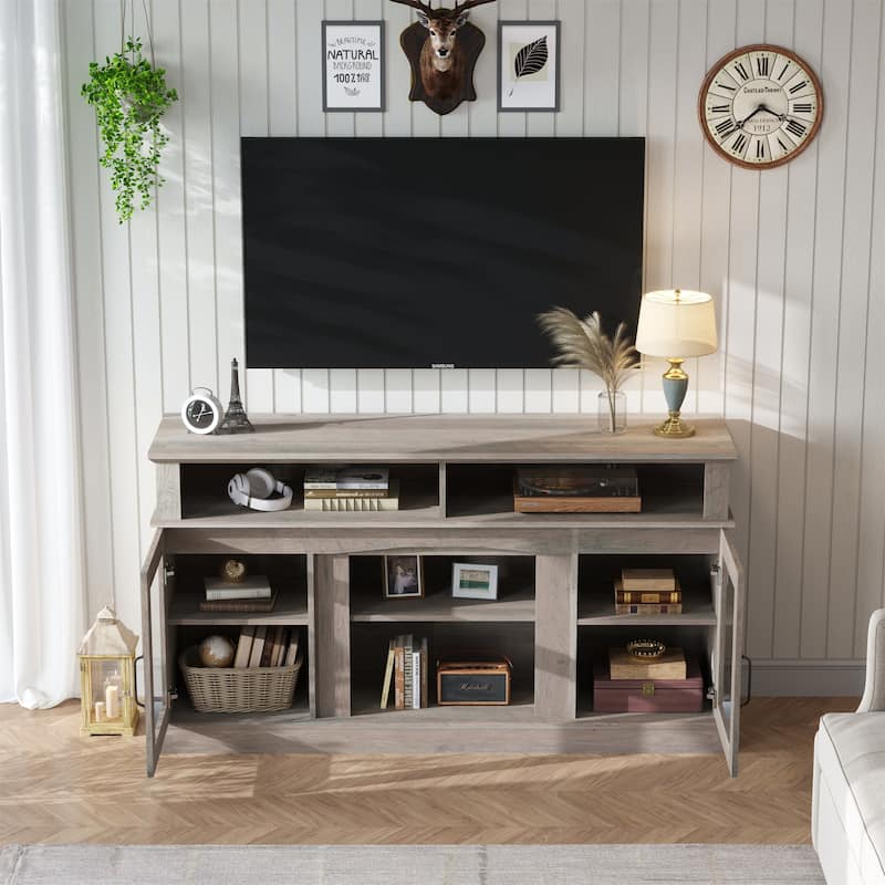 58 Inch TV Stand with Storage Cabinet and Shelves
