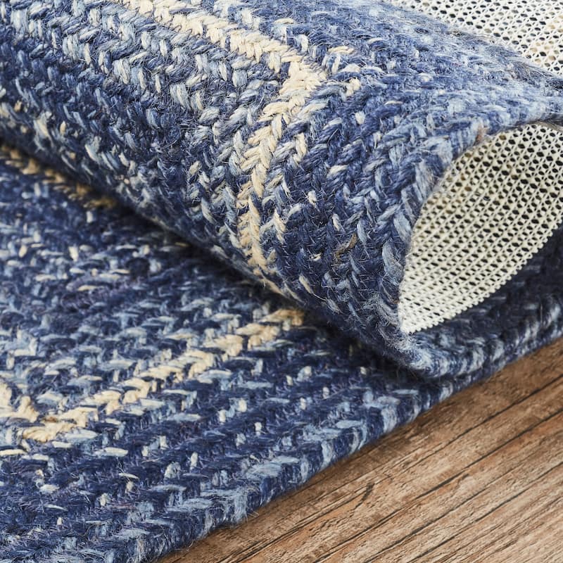 Great Falls Blue Jute Rug/Runner Rect w/ Pad 24x96