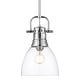 preview thumbnail 1 of 3, Golden Lighting 3604-S CH Duncan 9" Wide Mini Pendant Chrome / Clear