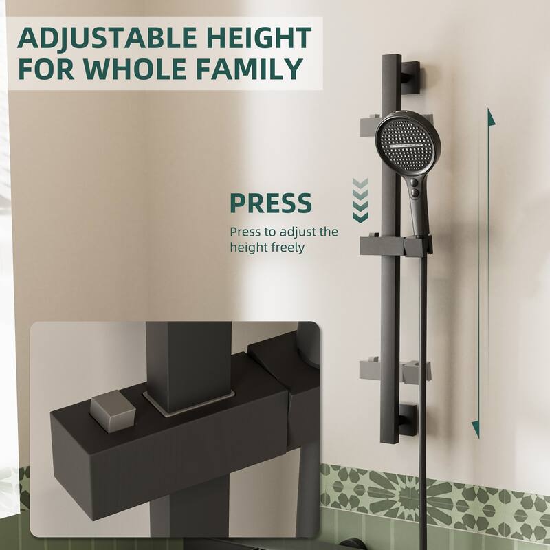 Modland 2-Function Wall Mount Shower System with 3-Mode Handheld Shower & Tub Filler Spout