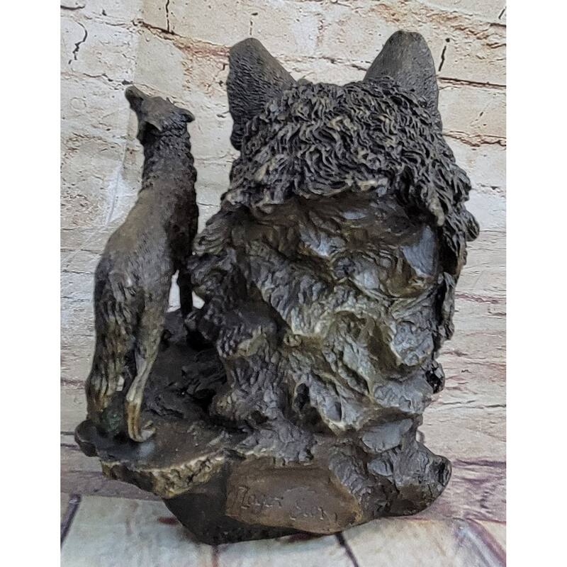 Signed Milo Deco European Wolf Bronze Sculpture Figure Figurine Hot Cast Decor