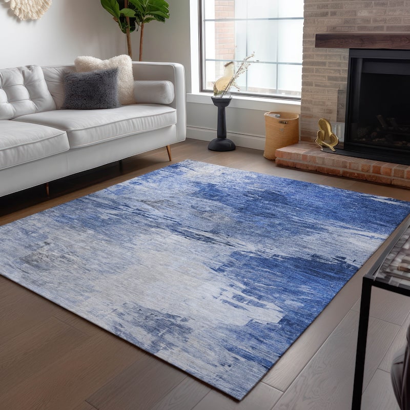 Machine Washable Indoor/ Outdoor Chantille Abstract Ombre Rug