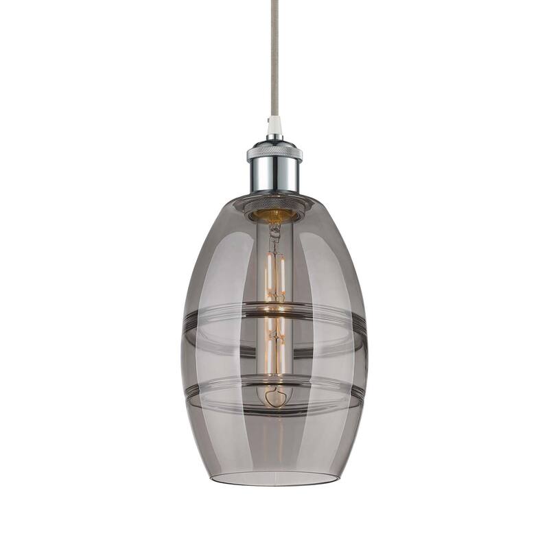 Innovations Lighting 516-1P-9-6 Vaz Pendant Vaz 6" Wide Mini Pendant - White Polished Chrome / Light Smoke