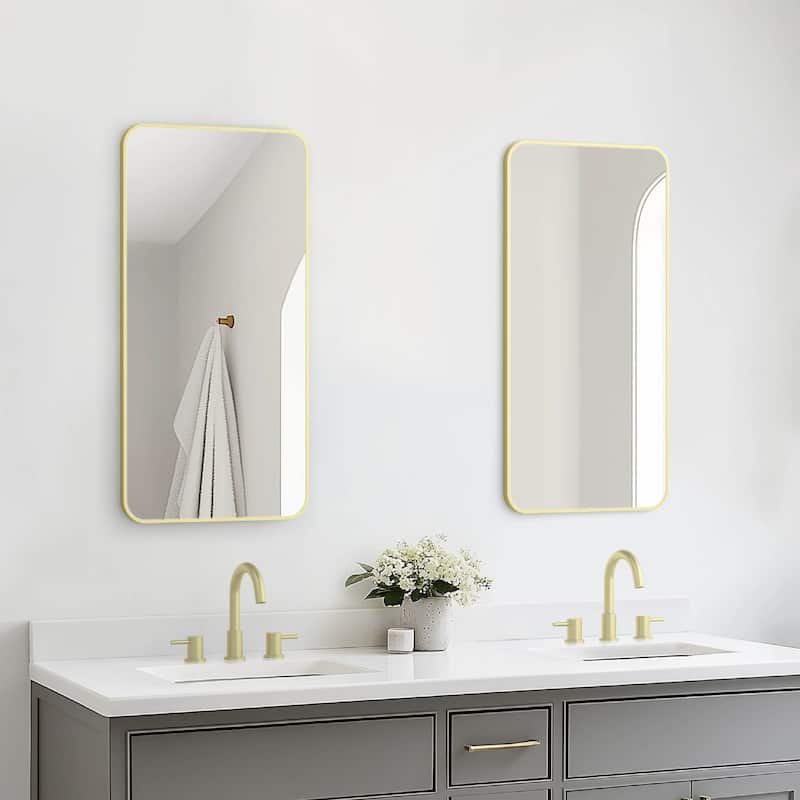 18 x 36 Inch Shatterproof Wall Mount Metal Frame Mirror