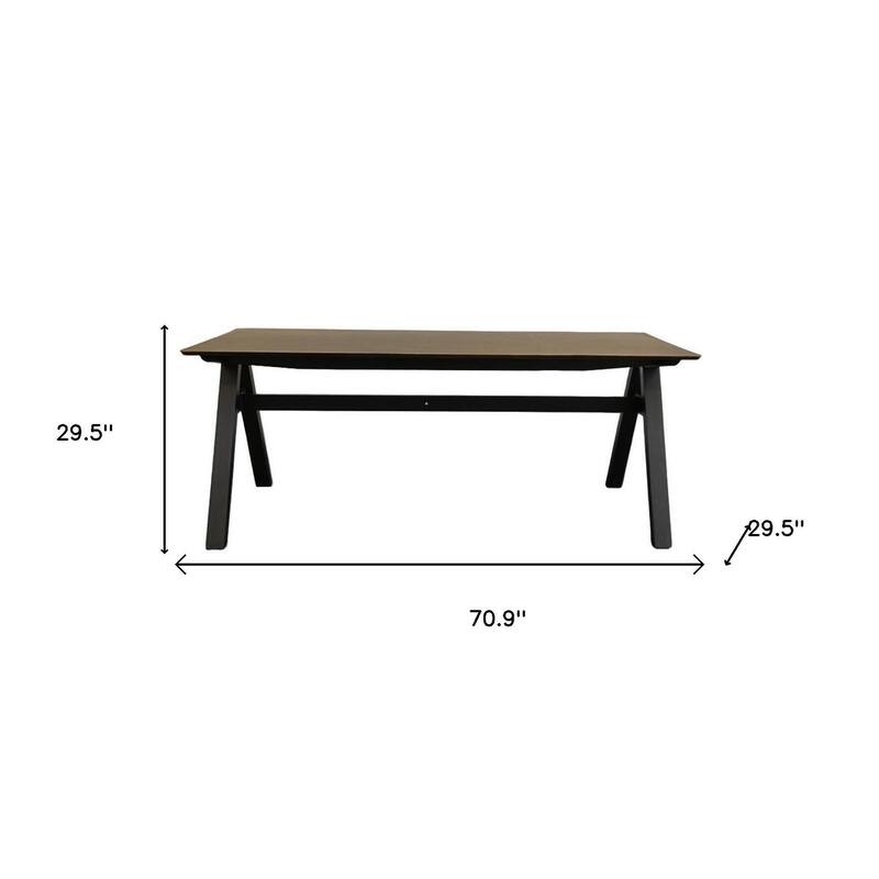 HomeRoots 71" Walnut Solid Wood Trestle Base Dining Table - 70.90 in. x 29.50 in. x 29.50 in.