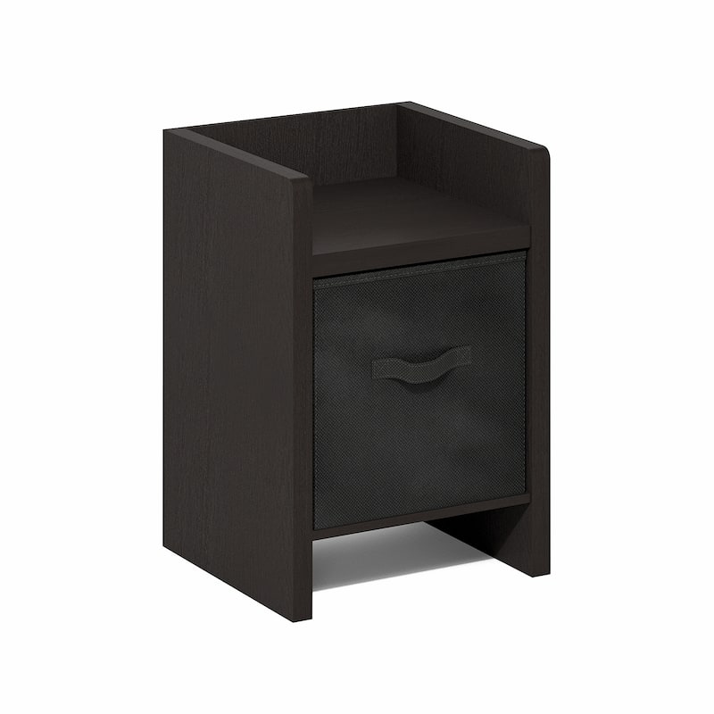 Furinno Viola End Table, Side Table with Storage Bins - Dark Oak/Black