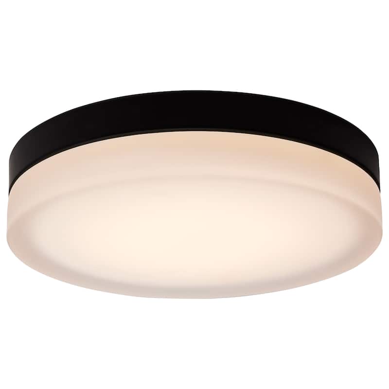 Pi 14 Inch LED Flush Mount Black Finish Frosted Etched Glass CCT Selectable 120 Volts