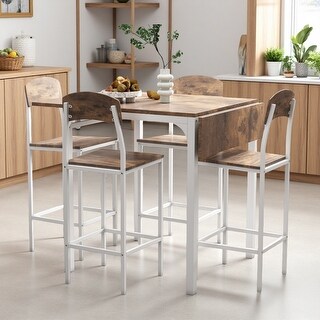 5-Piece 38.4"L Farmhouse Counter Height Dining Set with 4 Fabric ...