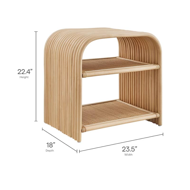 Eve Curved Natural Rattan Side Table