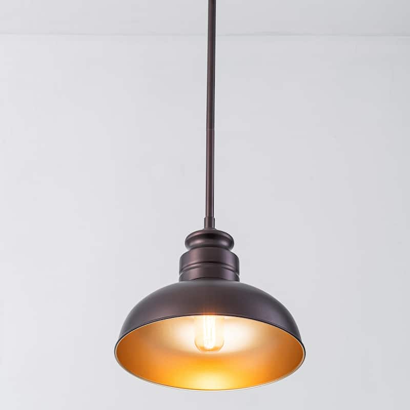 1-Light Farmhouse Dome Pendant Metal Kitchen Island Pendant Light, Oil Rubbed Bronze Finish - 1 Light
