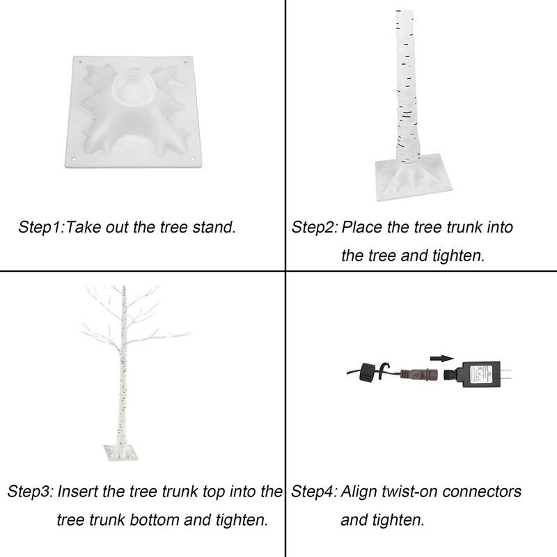 3 Piece Pre-lit Artificial Christmas Tree Set with Warm White Lights, Twinkle LED Birch Tree for Wedding, Festival, Party