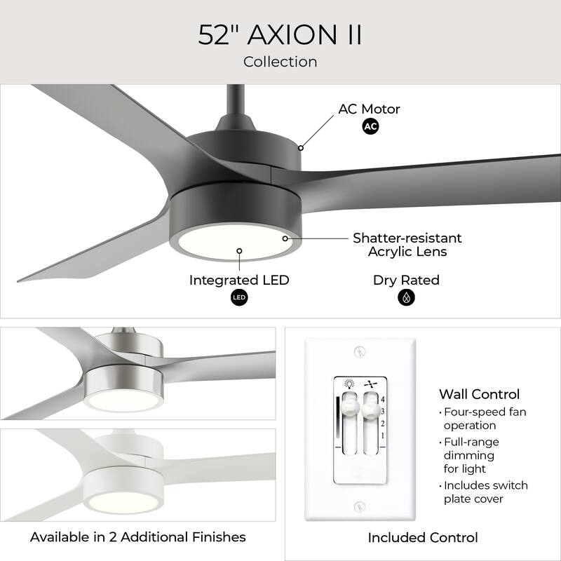 Axion 3-Blade Modern LED Ceiling Fan with Matte Blades