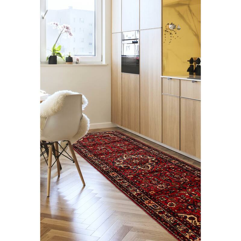 ECARPETGALLERY Hand-knotted Andelz Red Wool Rug - 3'10 x 10'5