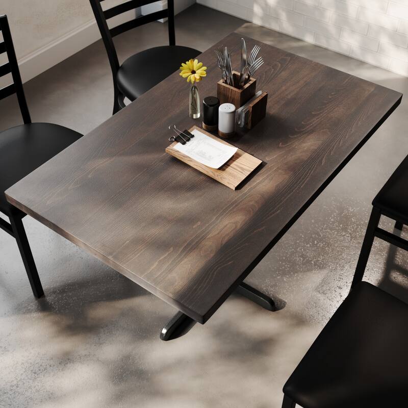 Rectangular Solid Wood Commercial Tabletop w/ 23.75" x 29.5" Dining Height X-Base - 30"W x 48"D x 29.5"H