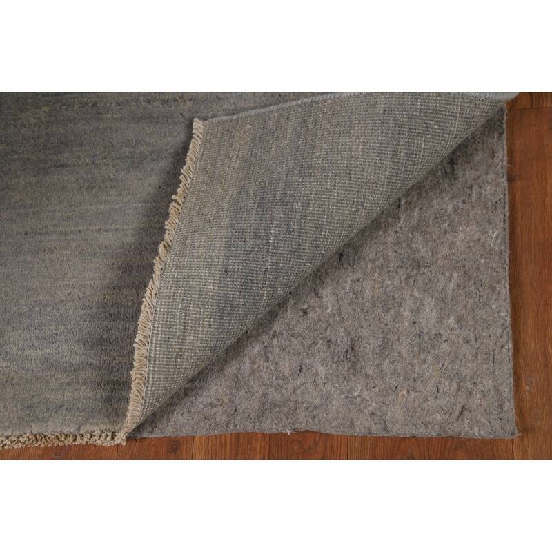 Gray Solid Gabbeh Oriental Foyer Rug Hand-Knotted Wool Carpet - 3'3"x 4'9"