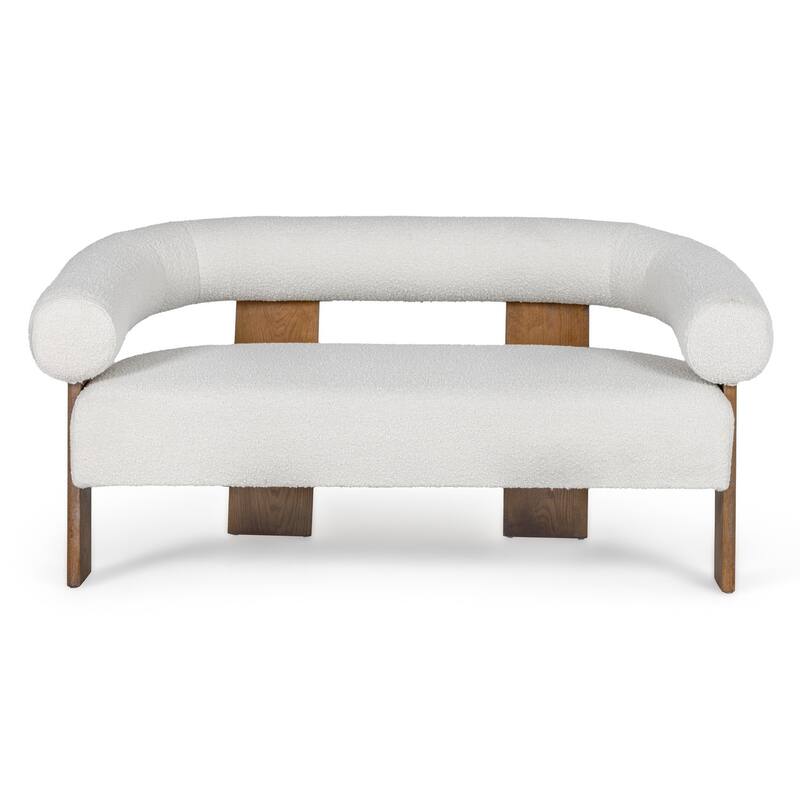 Modrest Aledo Modern Off-White Fabric & Oak Loveseat
