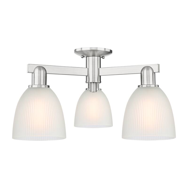 Innovations Lighting Endless Possibilities Arcadia - Castile - 3 Light 24" Semi-Flush Mount - Brushed Satin Nickel/White