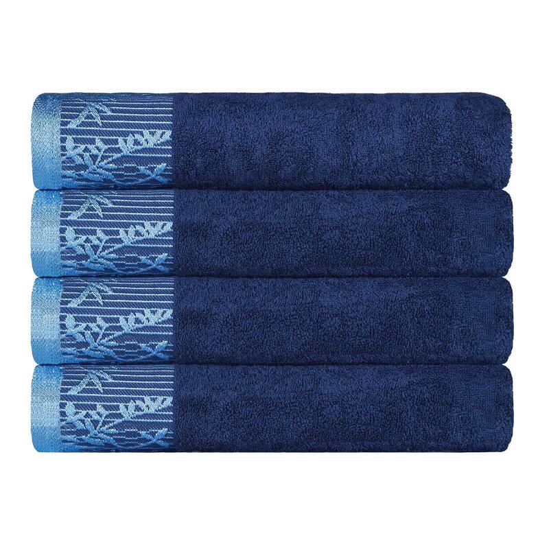 Superior Wisteria Cotton Floral Jacquard Border Bath Towel Set