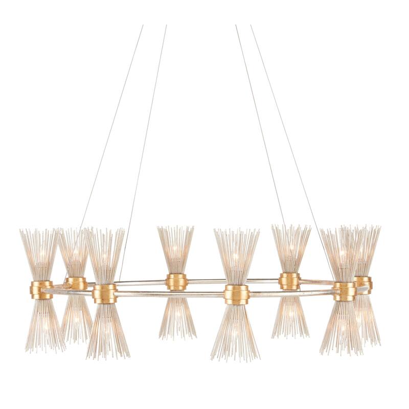 Currey & Company Novatude Chandelier - 11.5"h x 33.75"dia - 11.5"h x 33.75"dia - Contemporary Gold Leaf/Contemporary Silver Leaf