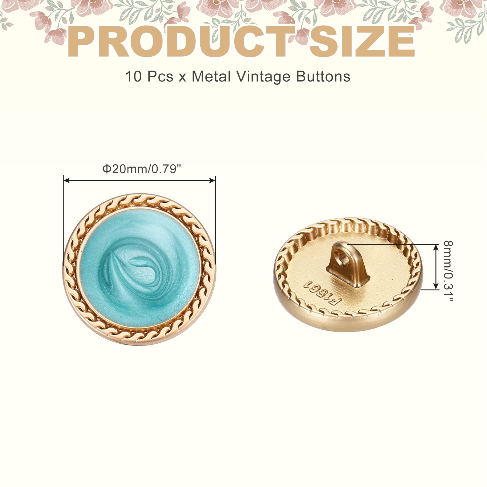 Metal Vintage Button Round Metal Sewing Button Alloy Shank Replacement for Women's Suit Woolen Coat Shirt Dress