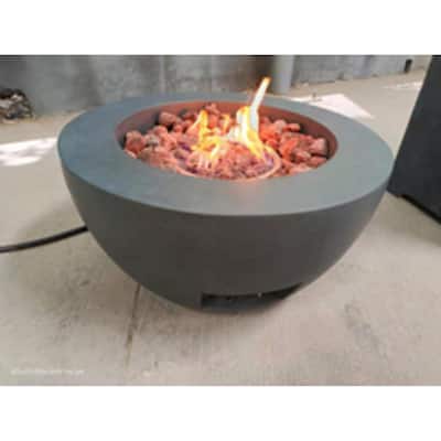 Kante 25"W Round Eco-Friendly Propane Gas Modern Smokeless Bowl Fire Pit Table with Weather Resistant Cover, 50,000 BTU
