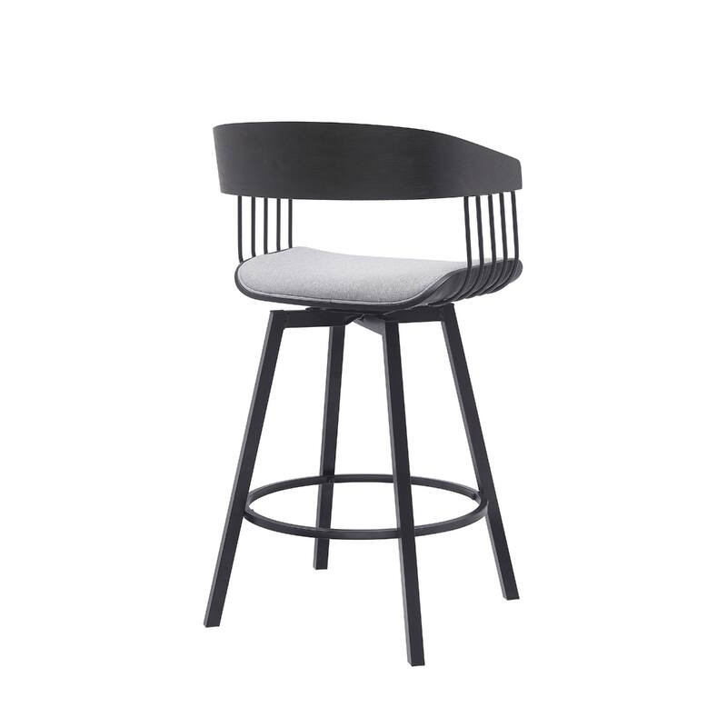 Modern Swivel Bucket Seat Bar Stool with Footrest and Armsrest Metal Frame for Kitchen Island