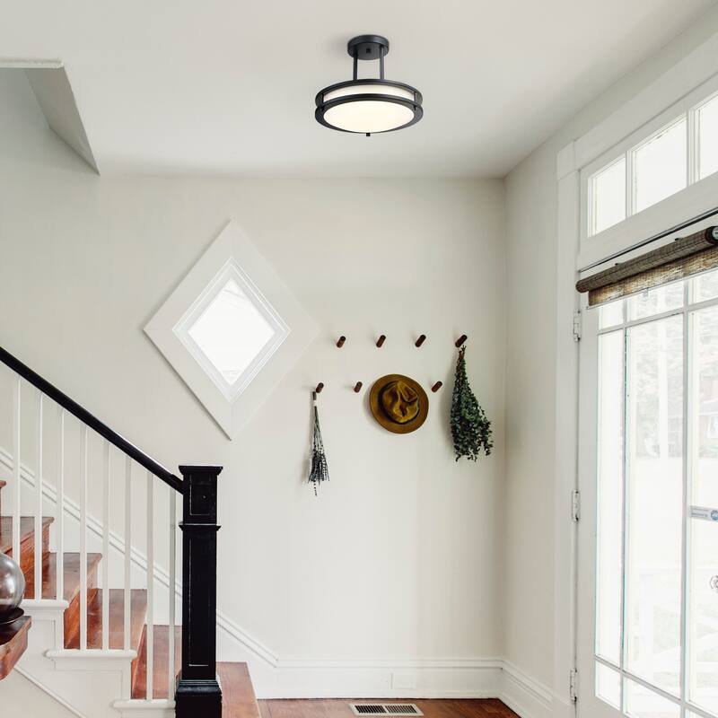 Westinghouse Lighting Lauderdale 12 Inch 15 Watt LED Indoor Semi Flush Mount Ceiling Fixture with Color Temperature Selection