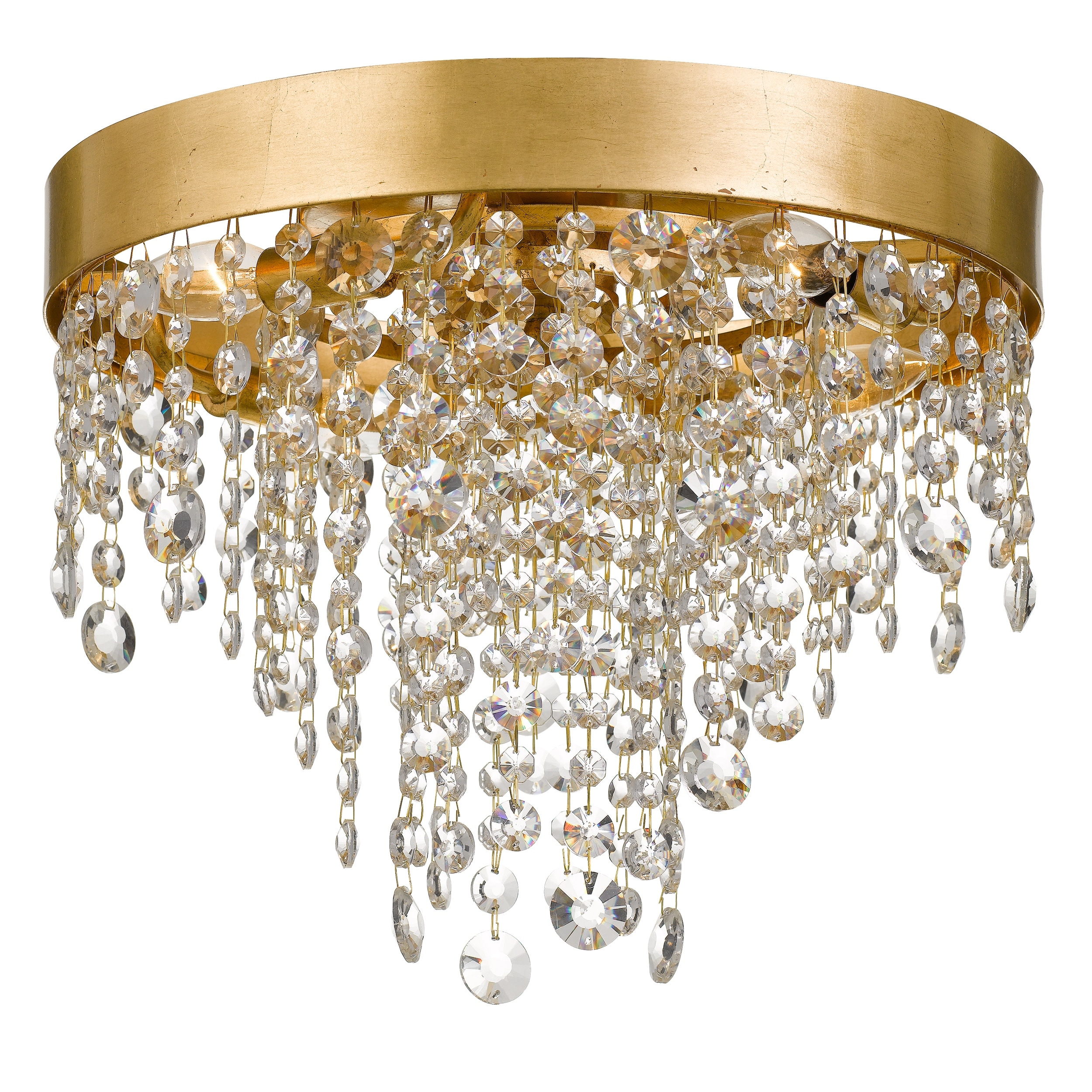 Winham 4 Light Antique Gold Crystal Ceiling Mount - 16'' W x 13'' H