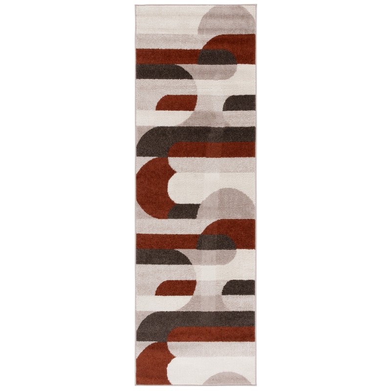 SAFAVIEH Adirondack Jarmila Mid-Centry Modern Retro Rug - 2'1" x 8' Runner - Beige/Rust