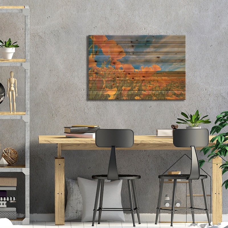 California Poppies In Spring Bloom, Lake Elsinore, California Print On Wood by Tim Fitzharris - Multi-Color