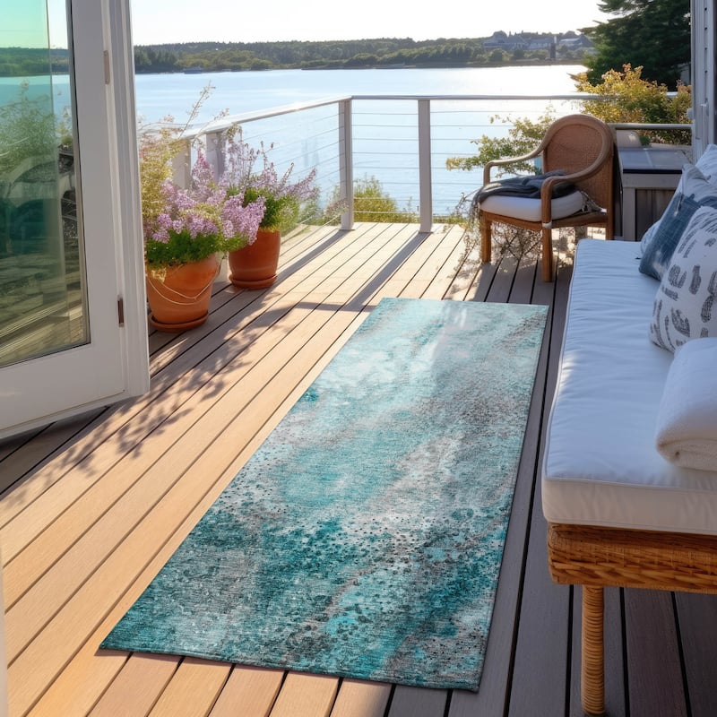 Lalu Modern Art-Inspired Weather Resistant Modern Chic Outdoor Rug