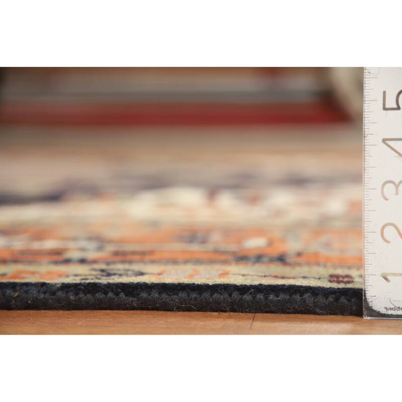 Dark Blue Heriz Serapi Indian Area Rug Hand-Knotted Wool Carpet - 8'11" x 11'11"