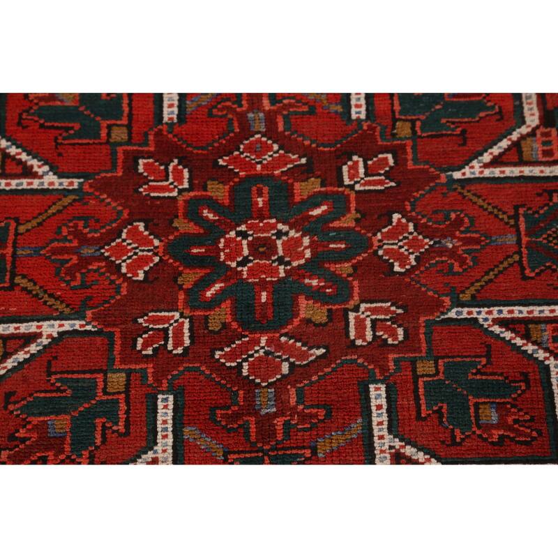 Hand Knotted Oriental 100% Wool Carpet Traditional Medallion Red Heriz Area Rug - 11' 0'' X 7' 3''