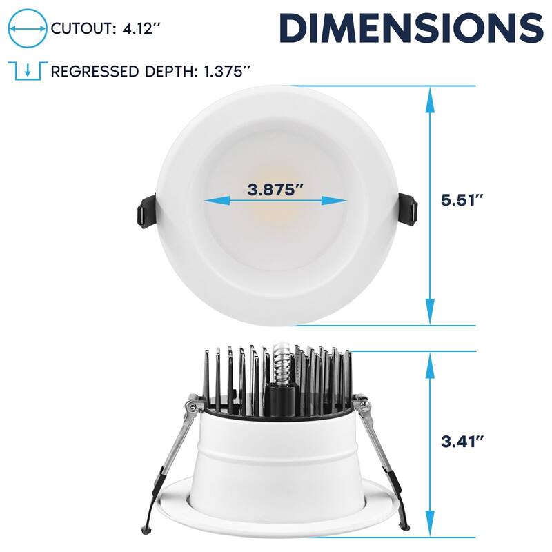 LUXRITE 4 Inch Commercial LED Recessed Light J-Box 5CCT 12/16/20W Dimmable 1200/1600/2000LM 120-277V Wet Rated IC Rated