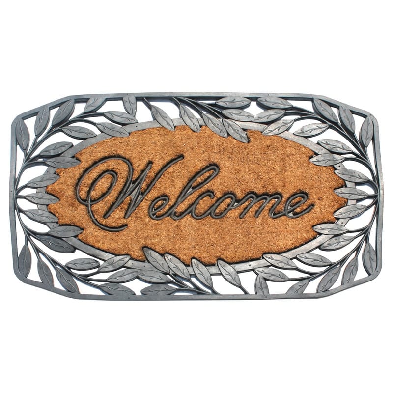 A1HC 38"×23" Natural Coir & Rubber Doormat - Decorative Welcome Design, Heavy Duty, Non-Slip, Low Profile Outdoor Front Door Mat
