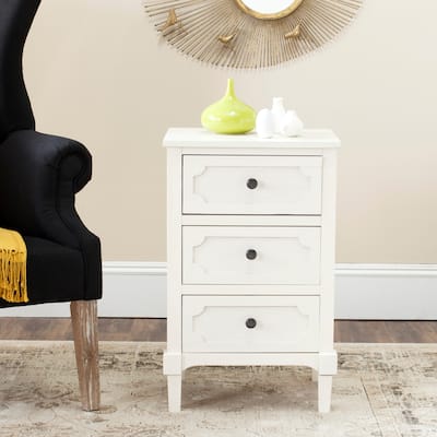 SAFAVIEH Rosaleen White 3-Drawer Storage Side Chest - 16.9" x 13.4" x 26.8"