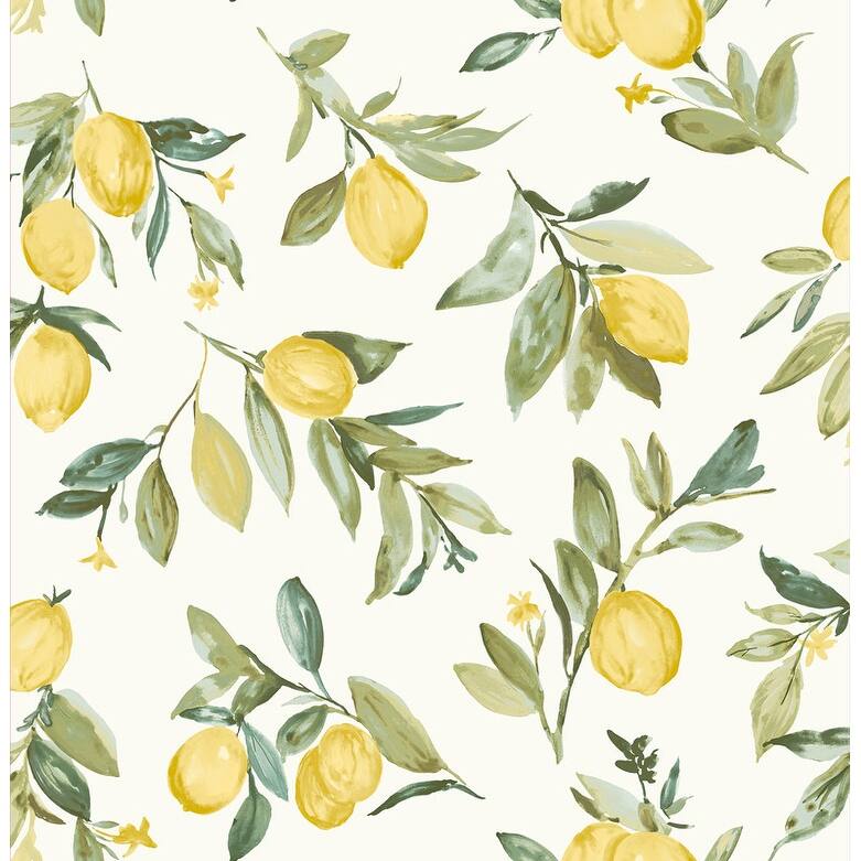 Brewster Limon Yellow Fruit Wallpaper - 20.5in x 396in x 0.025in
