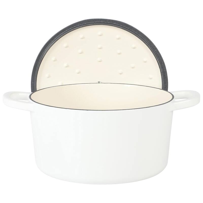 5 Quart Round Enameled Cast Iron Dutch Oven with Lid in Linen