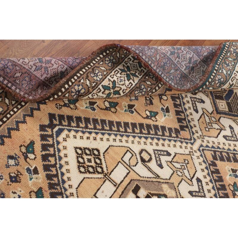 Tribal Geometric Bakhtiari Persian Vintage Rug Handmade Wool Carpet - 5'3" x 9'10"