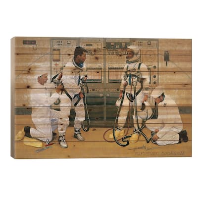 The Longest Step Print On Wood by Norman Rockwell - Multi-Color