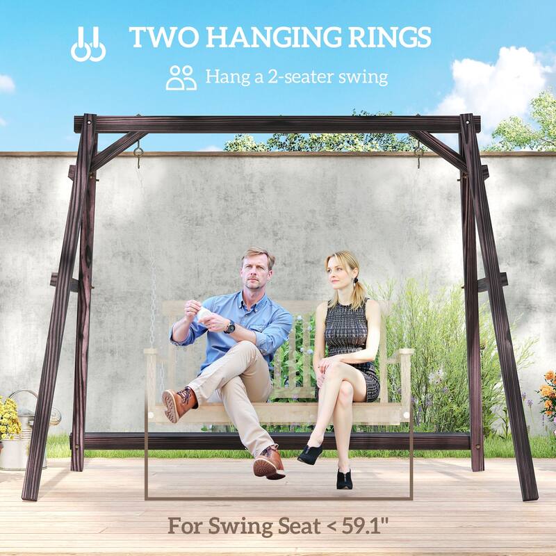 Outsunny 770lbs Porch Swing Frame, Heavy Duty A-Frame Wooden Swing Stand , Freestanding Hanging Chair Stand Only