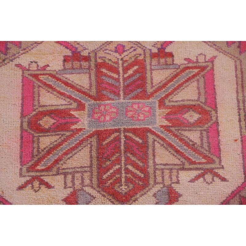 Hand Knotted Oriental 100% Wool Carpet Traditional Tribal Pink Ardebil Runner Rug - 9' 10'' X 4' 4''