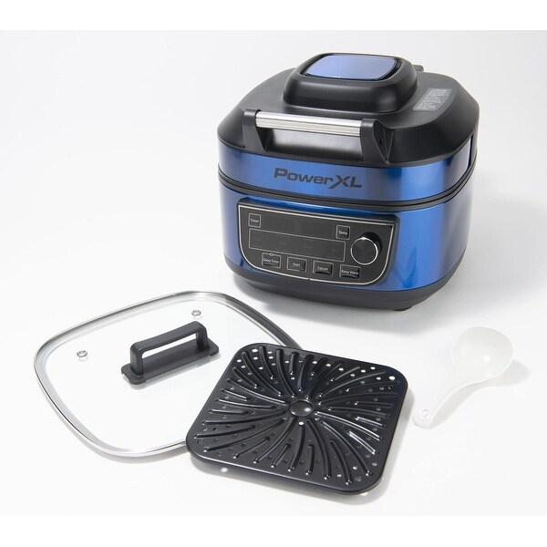 PowerXL 1550W 6-qt 12-in-1 Grill Air Fryer Combo with Glass Lid. Opens flyout.